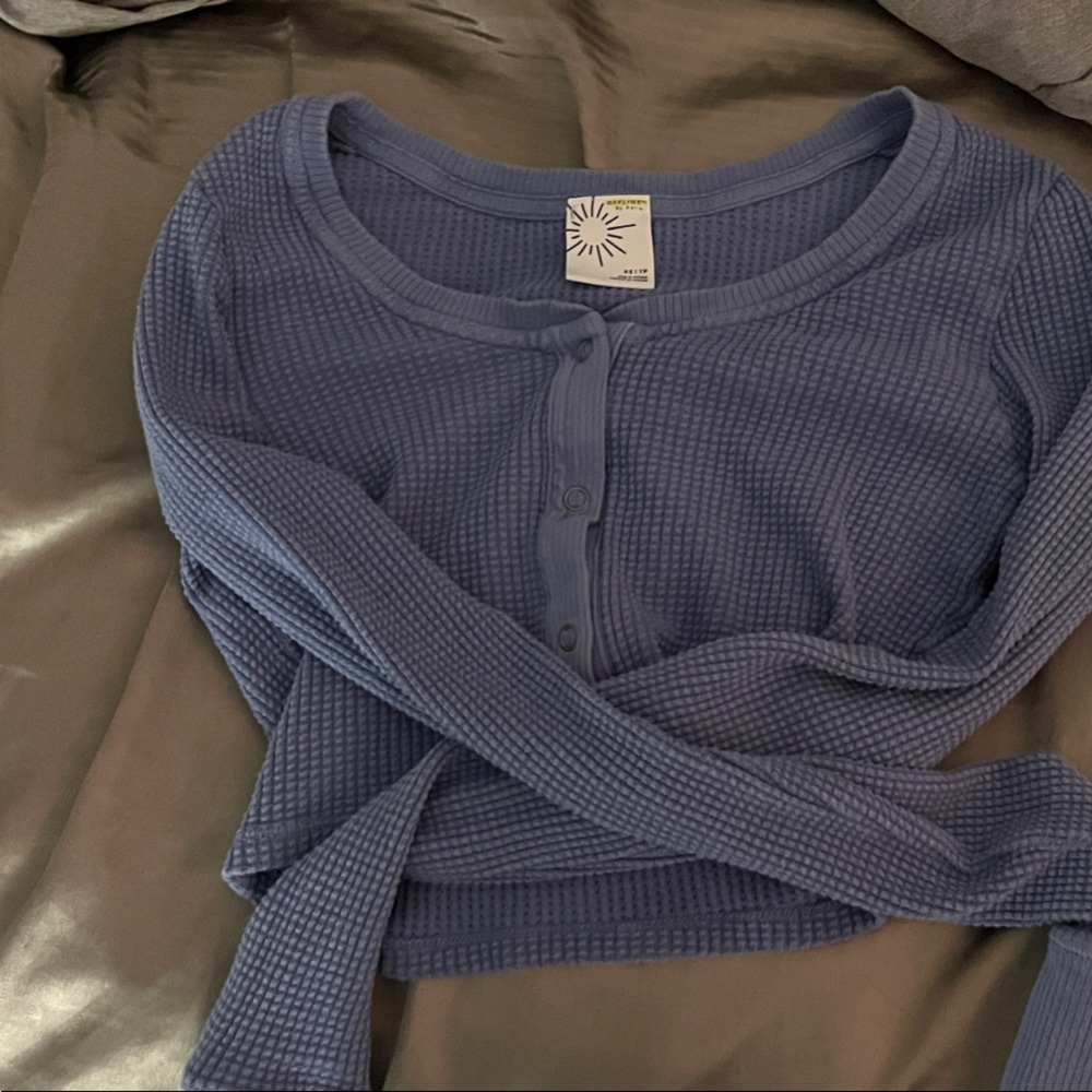 Aerie Blue Waffle Knit Top